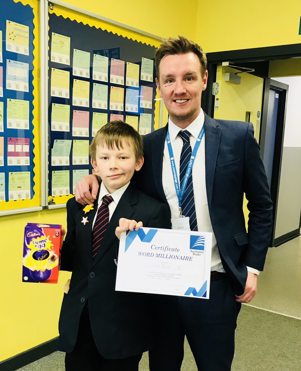 MoorsideHigh's tweet photo. Well done to Sam who read over a million words in our Accelerated Reading programme. You really are a credit to the school. 📚🎉 #reading #Y7 #teamwilliams https://t.co/XfTahIsvPs