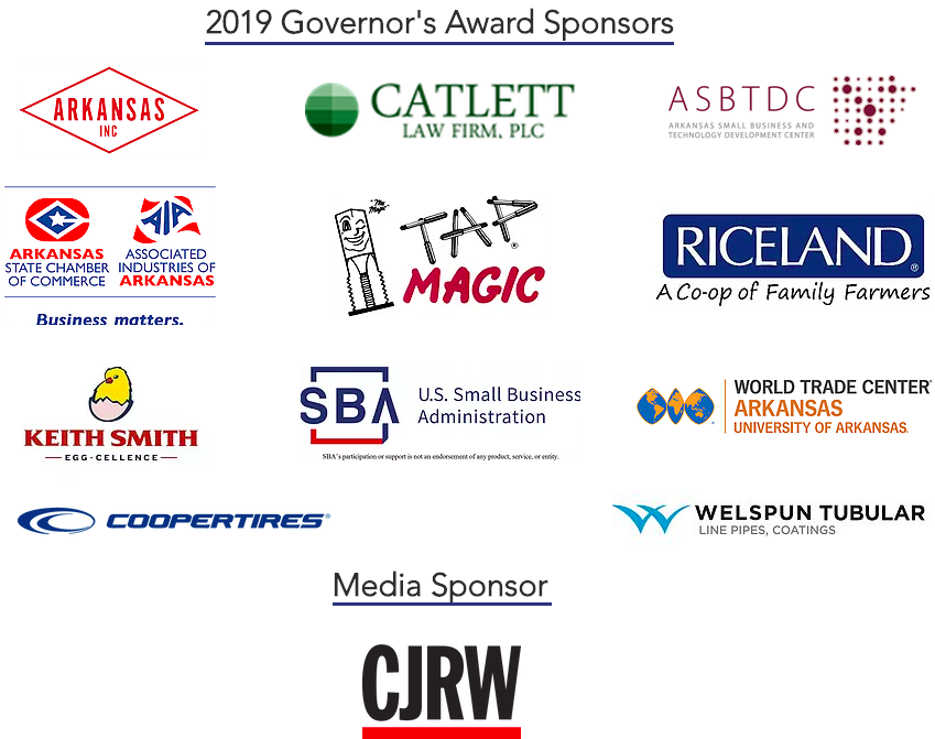 ArkansasExports's tweet photo. The 10th Anniversary of the Governor's Award for Excellence in Global Trade is coming up this May! Apply at #ArDEC website https://t.co/ossvCafnwi to be recognized as an #Arkansas #business that #exports and #trades!
Thanks to our early sponsors for making the event possible! https://t.co/HRkPJvzfcK