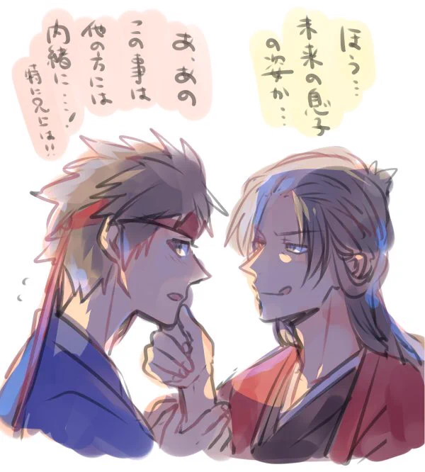 @ttyk179 めっちゃ落書きですけど若パパ×青年村くんです～??肉食パッパ…? 