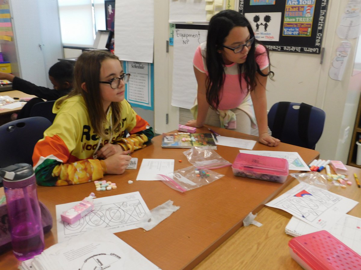 WSESSmithfield's tweet photo. Students in Mrs. Sonnet's 5th grade math class are doing an activity in which they had to find the mean amount of colors in a conversation heart box. #WestsideBestSide #StudentTweet https://t.co/QPhlQDDXML