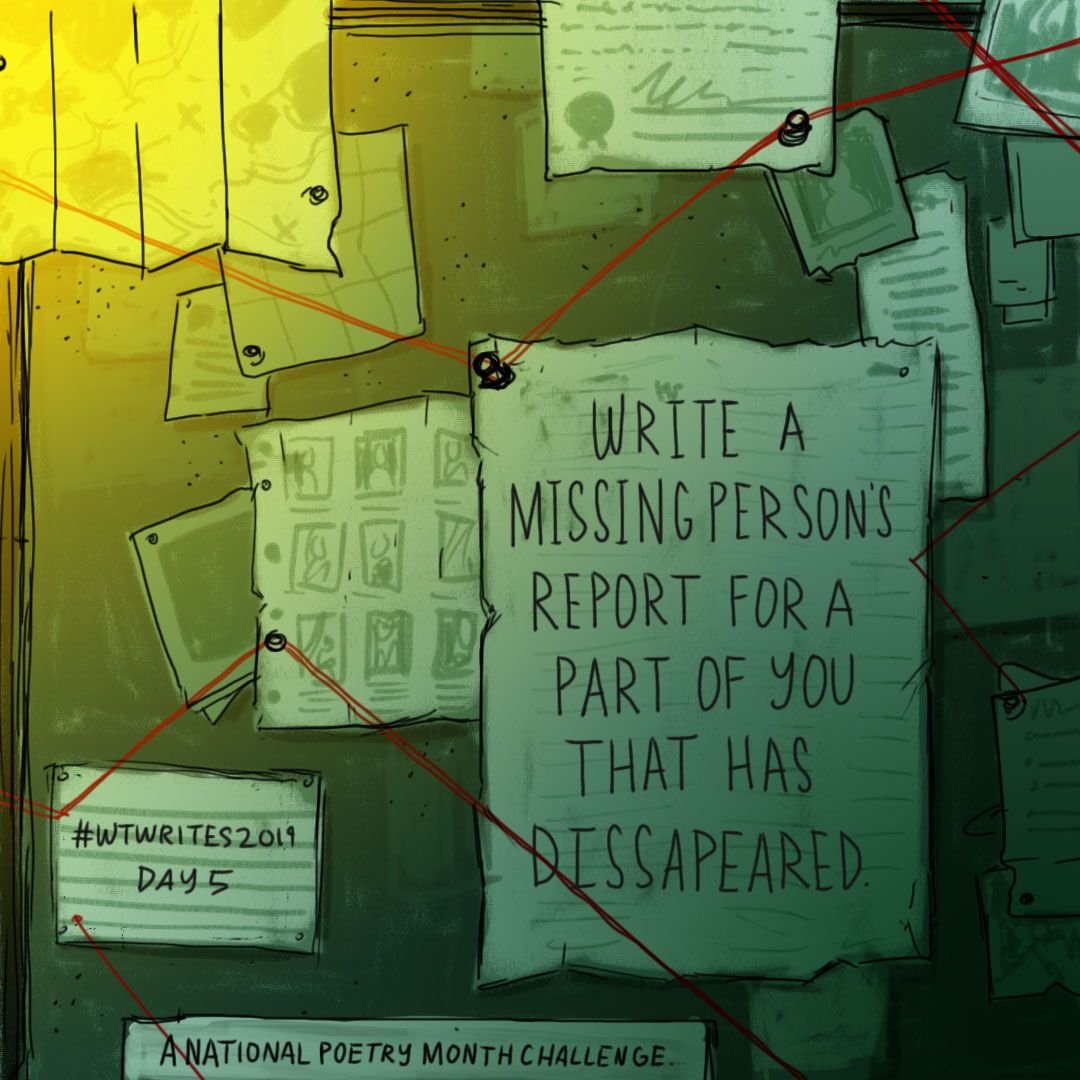 WTangerine's tweet photo. Today's prompt for our #NaPoWriMo challenge is inspired by Shinji Moon's 'Missing Persons Report' (https://t.co/iOuC0GUgGV)! 🔍 🔍 🔍 Tag us with #WTWrites &amp; you'll be entered to win books &amp; a Kindle. https://t.co/gvQcWUTBbQ