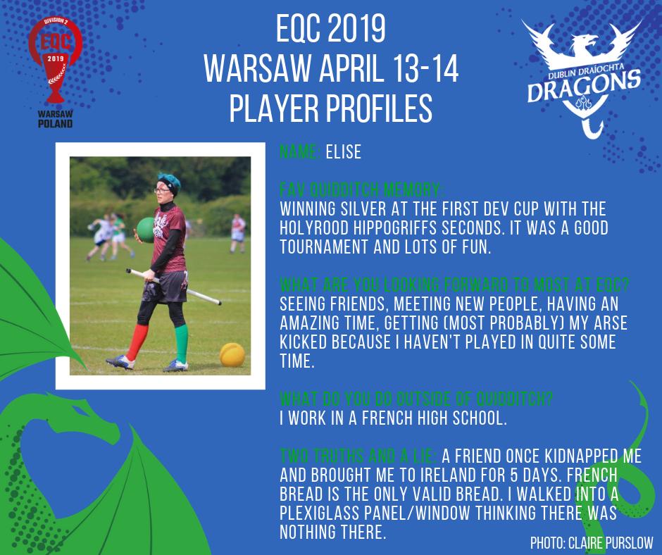 Our player today, Elise, continues our tradition of French Dragons.
#quidditch #EQC #ireland #dublin #sport #harrypotter