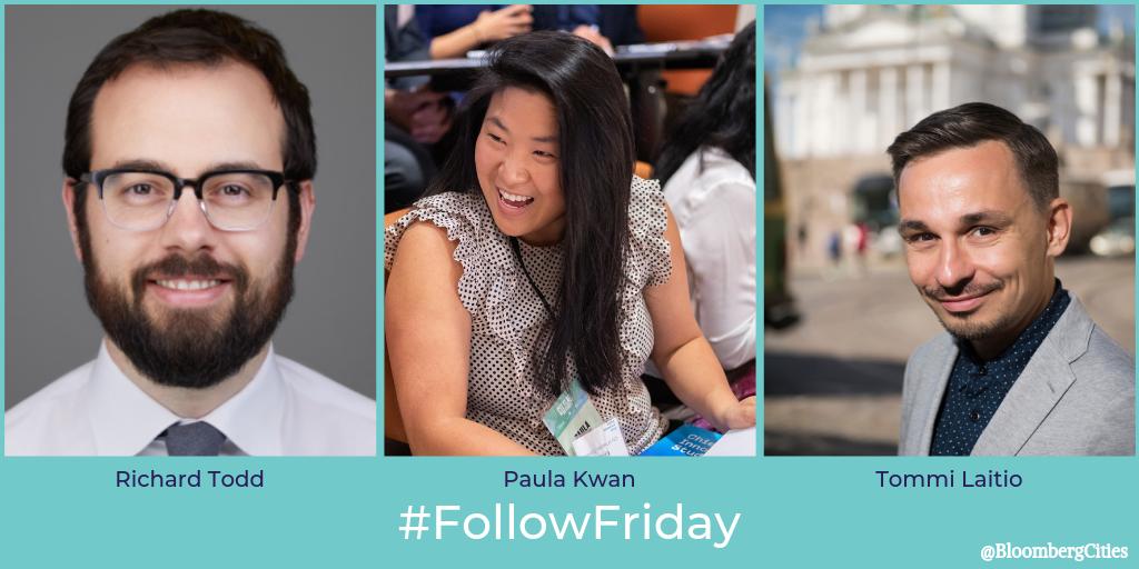 BloombergCities's tweet photo. This #FollowFriday, check out some of our previous Innovators of the Week: @rcctodd, @PaulaKwan, and @Tommilaitio. Give them a follow to stay up-to-date on the exciting things they are doing in their cities of @CityofSeattle, @CityofToronto and @helviestinta! https://t.co/RPRqwuOtPH