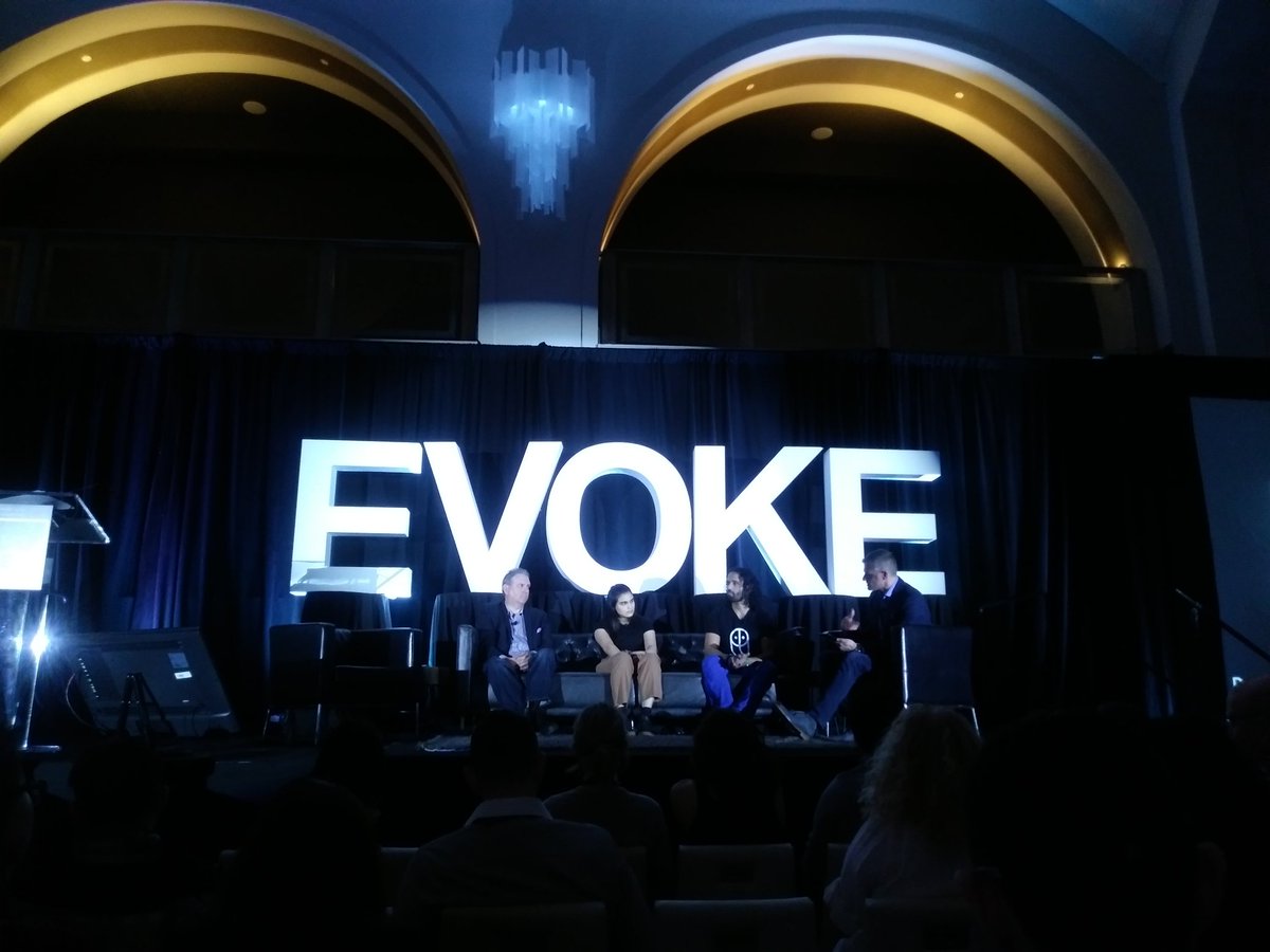 VioOnut's tweet photo. Interesting discussion about AI at EVOKE 2019 moderated by Piotr @piotrm42.  Look at the student in the middle Ananya, she is 17 and already a rock star in the AI space. Bravo! https://t.co/m88RqRxiXT