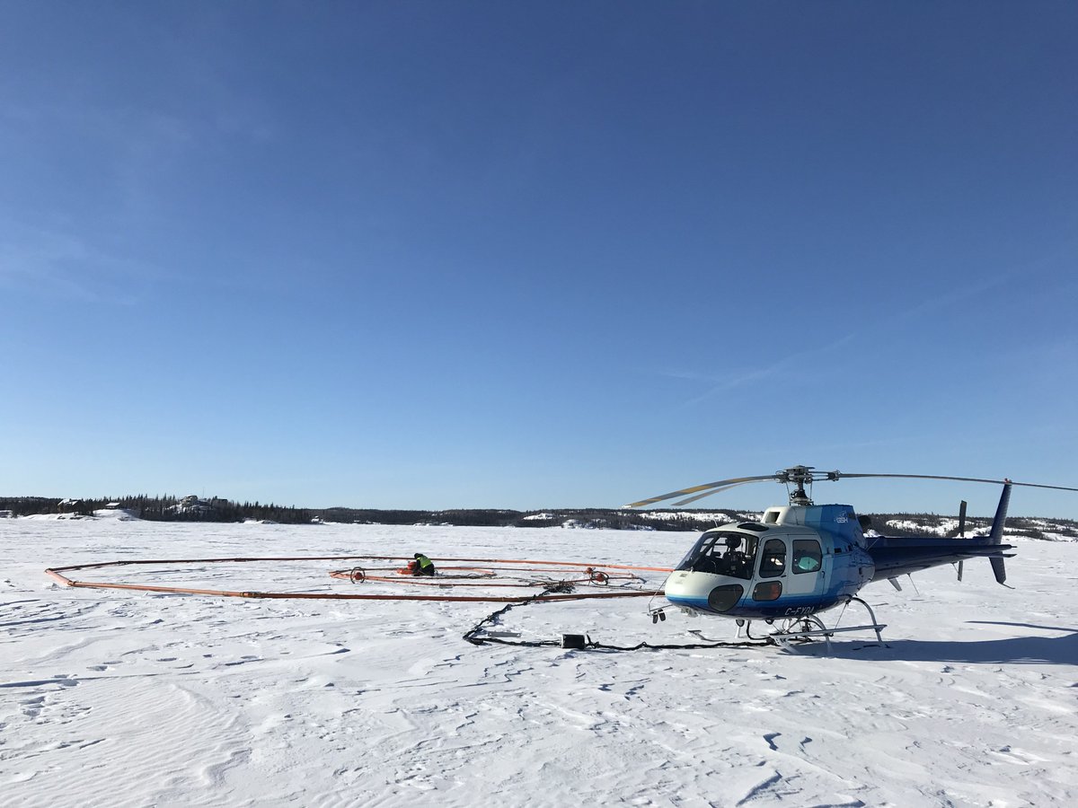 SixtyNorthGold's tweet photo. Photos from @geotech at the set-up in Yellowknife for the recently-completed 135 km helicopter-borne VTEM(TM) Plus, time domain electromagnetic and horizontal magnetic gradiometer survey across @SixtyNorthGold's Mon Property. #greatslavehelicopters #NWTmining #NWT $SXTY $SXNTF https://t.co/lAVeiK8GHq