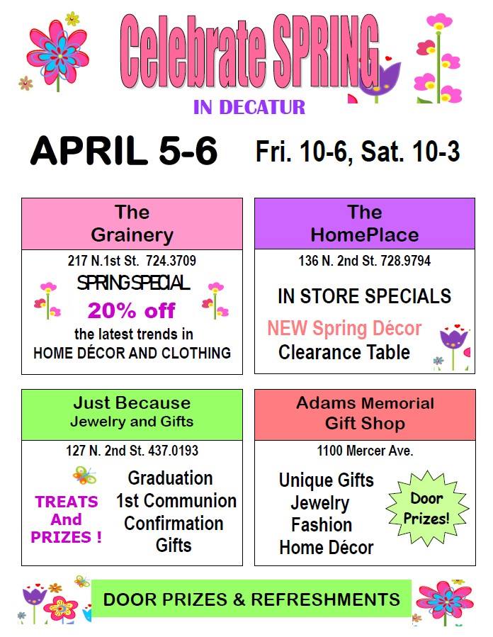DecaturMain's tweet photo. Celebrate Spring Open House! #SpringTime #decor #Flowers #giftshop #jewelry #fashion #springsales #Deals #community #localbusiness #april #gifts #uniquegifts #OpenHouse #CelebratingCreativity #decaturin https://t.co/HE2LAaTgyN