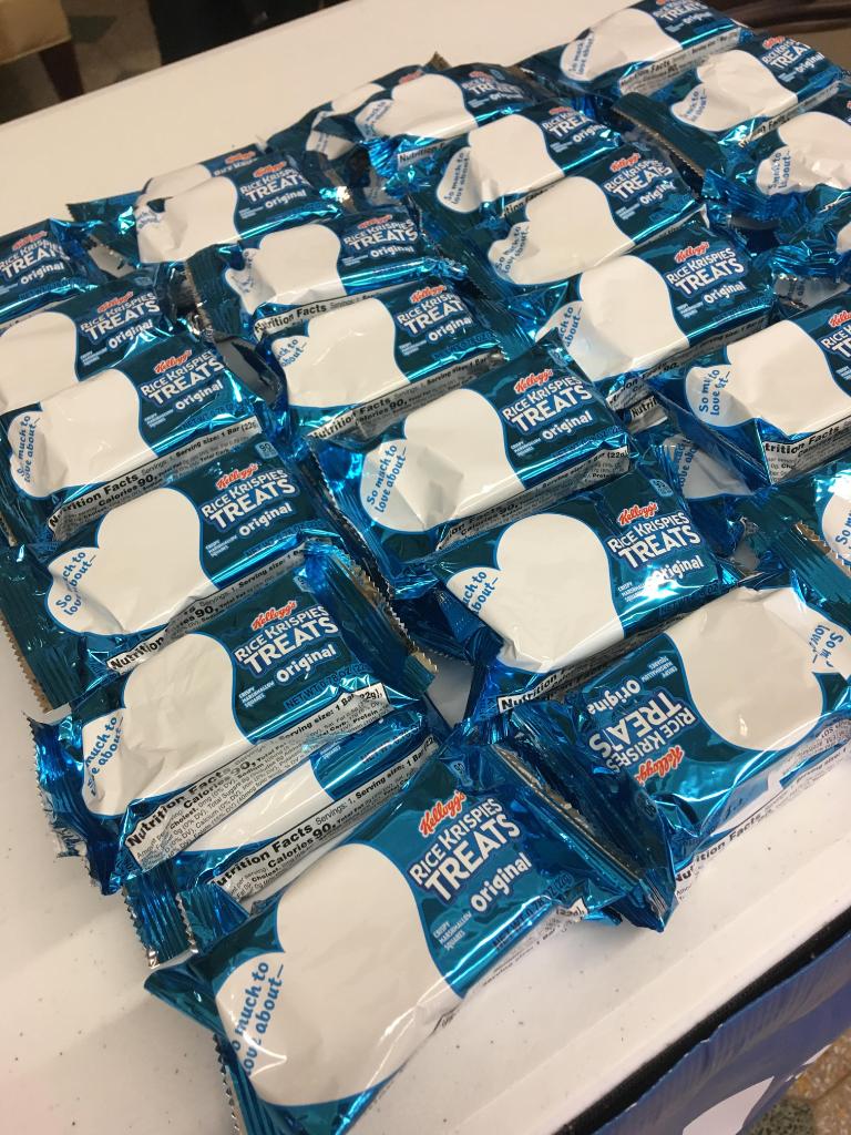 Rice Krispies treats on a table