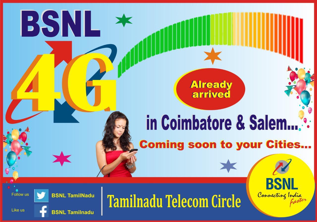 BSNL TamilNadu on Twitter "BSNL 4G Coimbatore & Salem Cities..... Coming soon in all