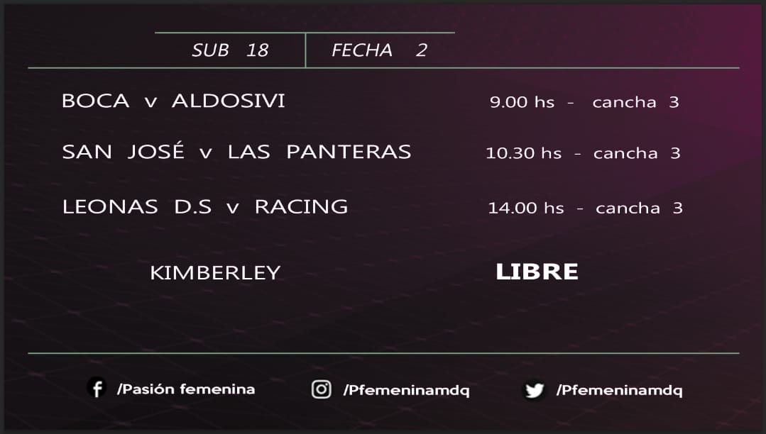 Pfemeninamdq's tweet photo. Programación de la segunda fecha del Campeonato de #Affeba a disputarse el domingo 7 de abril en la Villa Deportiva de #Banfield .
#PrimeraA #PrimeraB #Reserva #Sub18 | @banfieldfem https://t.co/Adh3zoPHCG