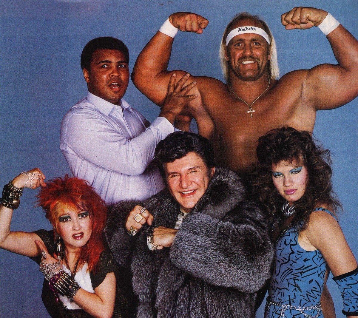 Bryan Armen on Twitter: "Hulk Hogan, Muhammad Ali, Cyndi Lauper, Liberace and Wendi before first WrestleMania, 1985. https://t.co/fL75gPfVAd" / Twitter