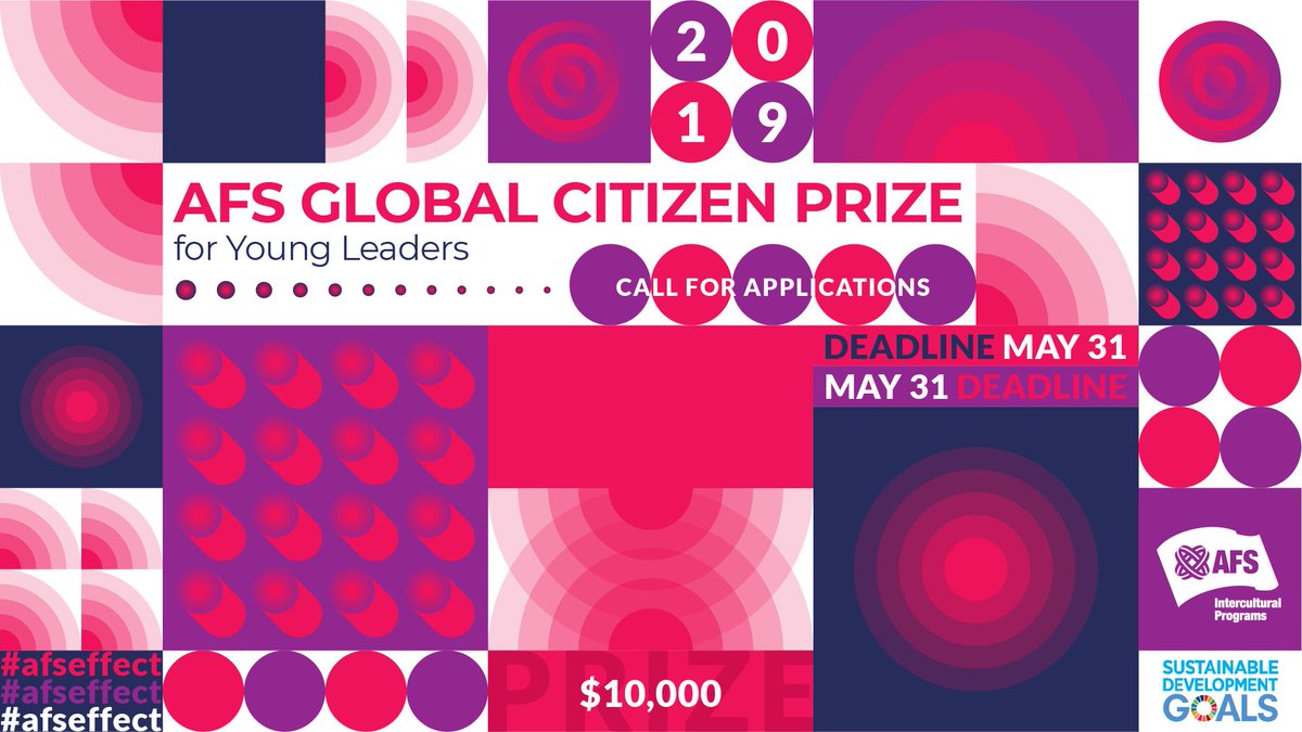 wendykopp's tweet image. I&apos;m honored to help judge the AFS Global Citizen Prize for Young Leaders which recognizes a leader of a project that brings together diverse people to tackle #GlobalGoals. The winner gets $10,000, stage time at #AFScon &amp;amp; more. Spread the word @teachforall! afs.org/prize