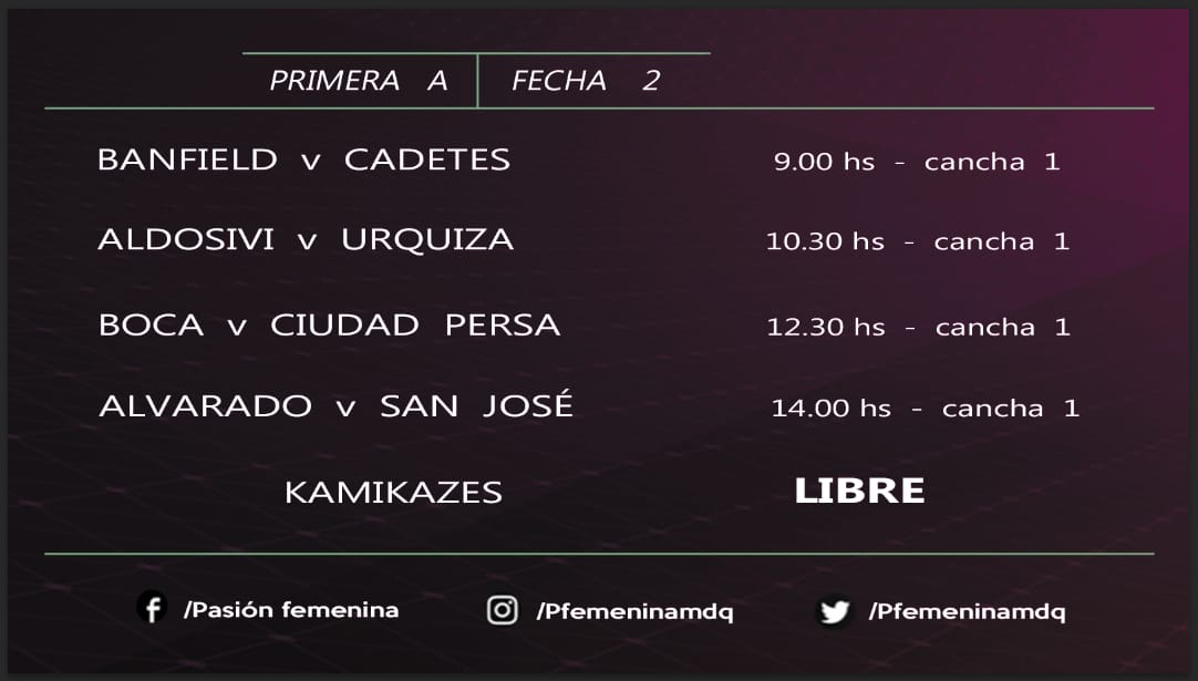 Pfemeninamdq's tweet photo. Programación de la segunda fecha del Campeonato de #Affeba a disputarse el domingo 7 de abril en la Villa Deportiva de #Banfield .
#PrimeraA #PrimeraB #Reserva #Sub18 | @banfieldfem https://t.co/Adh3zoPHCG