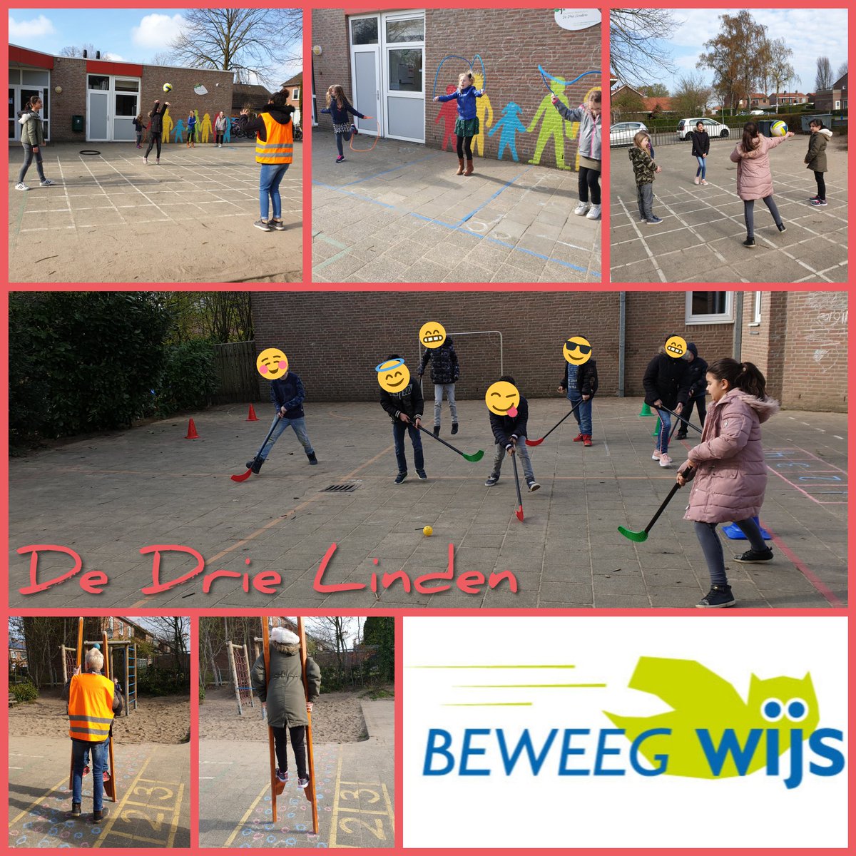 Lekker spelen en samen bewegen tijdens @BeweegWijs op het schoolplein van basisschool De Drie Linden <a href="/Gem_OIJ/">Oude IJsselstreek</a>. Mede dankzij de inzet van juniorcoaches heeft iedereen een fijne pauze.