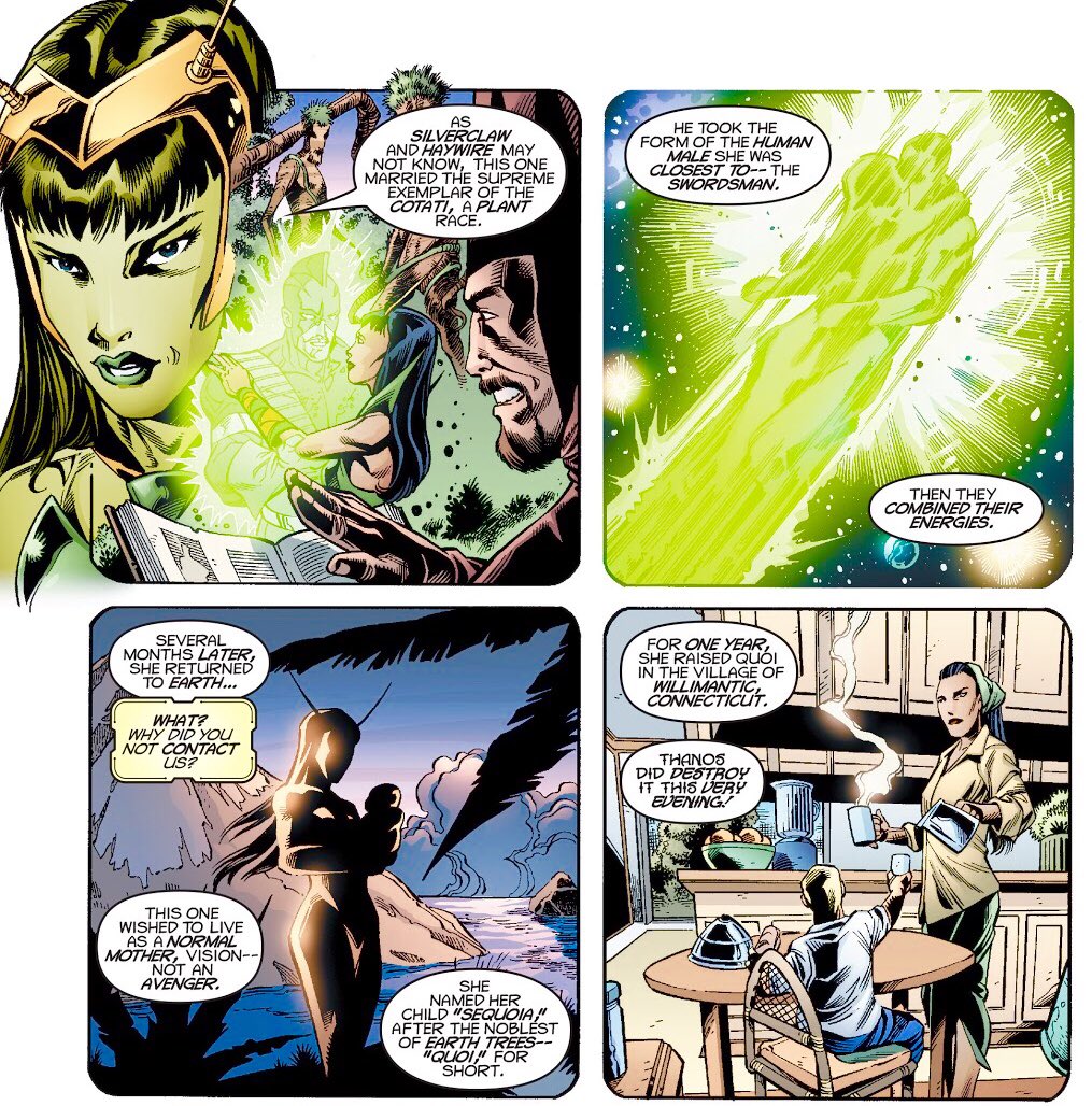dano_cosmic's tweet photo. #Mantis recalls when she married a #Cotati and “combined their energies”. And #Quoi was born!
✨
#Avengers #CelestialQuest #2 (Vol. 1, 2001)
✨
#SteveEnglehart #JorgeSantamaria #ScottHanna #HiFiDesign #PaulTutrone
✨
#MadTitan #CelestialMadonna #Thanos #MarvelCosmic https://t.co/sQca9cz0Lh