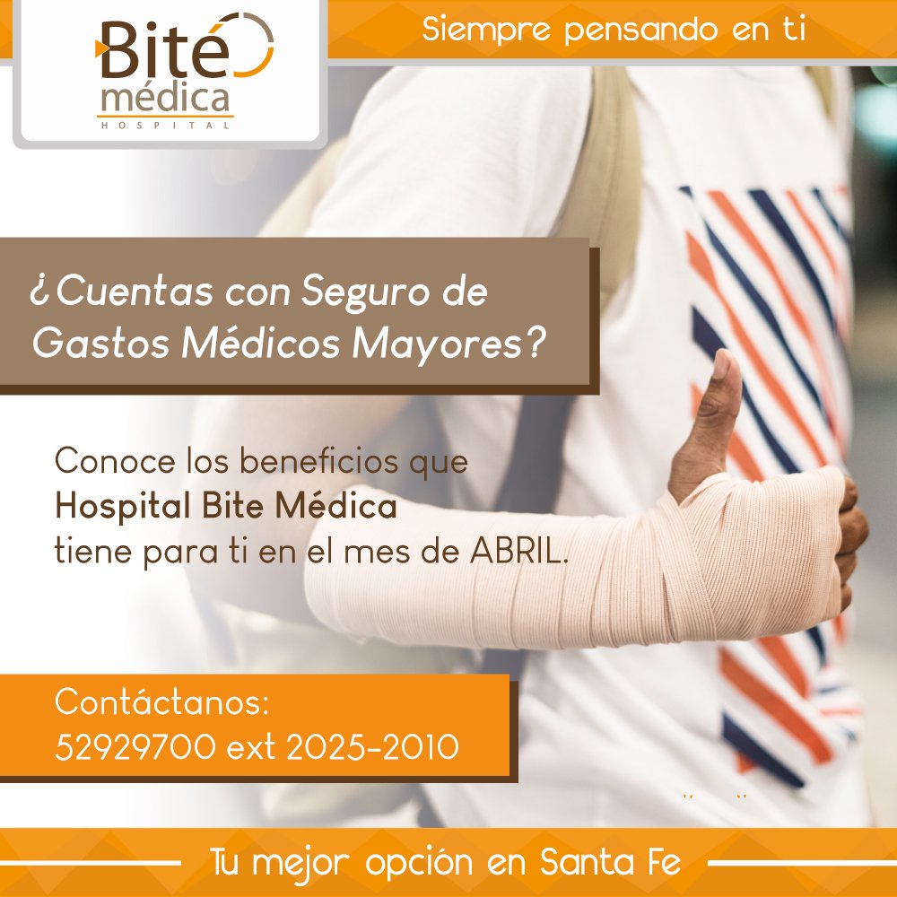 Bitemedica's tweet photo. En Hospital Bité Médica contamos con grandes beneficios para ti. 
Si tienes Seguro de Gastos Médicos, llámanos al 52929700 ó contáctanos vía DM. https://t.co/pDjg4L7l9I