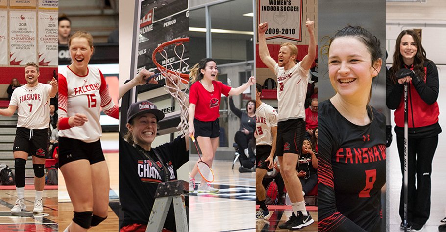 FanshaweFalcons's tweet photo. The 2018-19 CCAA Academic All-Canadians are Sebastian Lethbridge, Danielle Grasman, Laura Vere, Helen Ngu, James Jackson, Meghan Morelli & Kaitlyn Poirier. Presented to student-athletes who are named League or Tournament All-Stars in their sport while achieving over a 3.9 GPA. https://t.co/n2HuViPygH