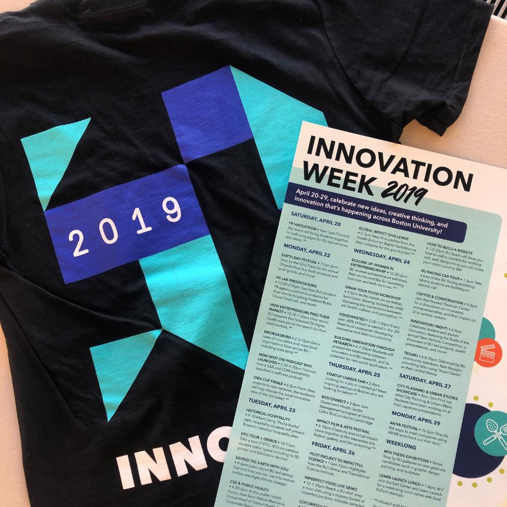 InnovateBU's tweet photo. Innovation Week at @BU_Tweets starts on April 20! There are OVER 30 events already planned, from food-pop ups, performances, research presentations, pitch competitions, art festivals, and so much more.
Start RSVPing to your favorite events! https://t.co/SwrGdMbhy6
#InnoWeekBU https://t.co/y9AOGldwDt