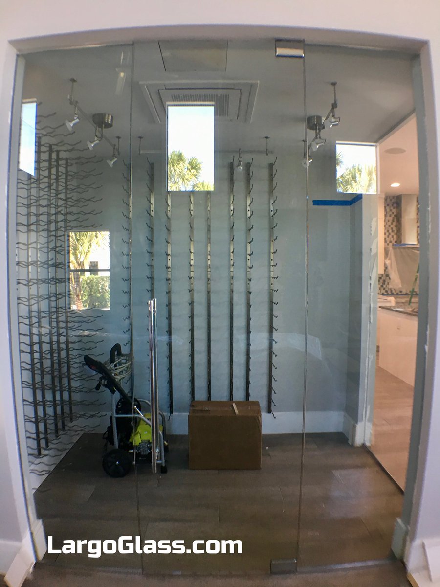 LargoGlass's tweet photo. Climate Control Wine Room 
3/8” Clear Tempered 
Pivot Hinges 
Brushed Nickel Hardware 
#wineroom #homedecor #floridadesign #largoglass #redingtonbeach https://t.co/3AN6vjbzX8