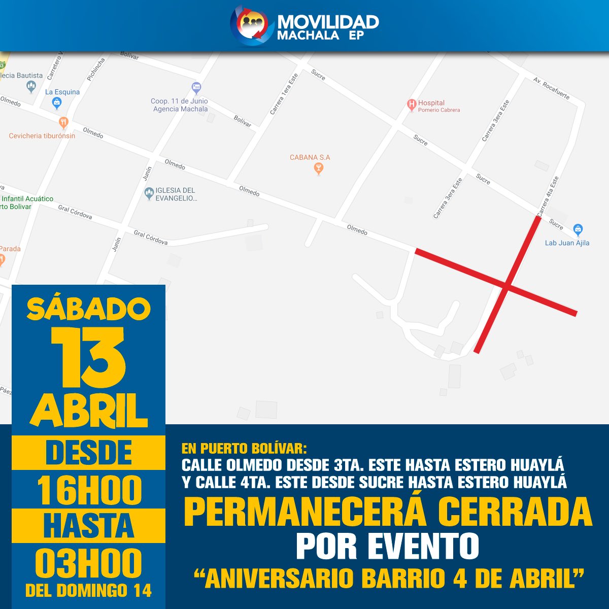 🚧 Conduce con precaución. Toma vías alternas de circulación.
