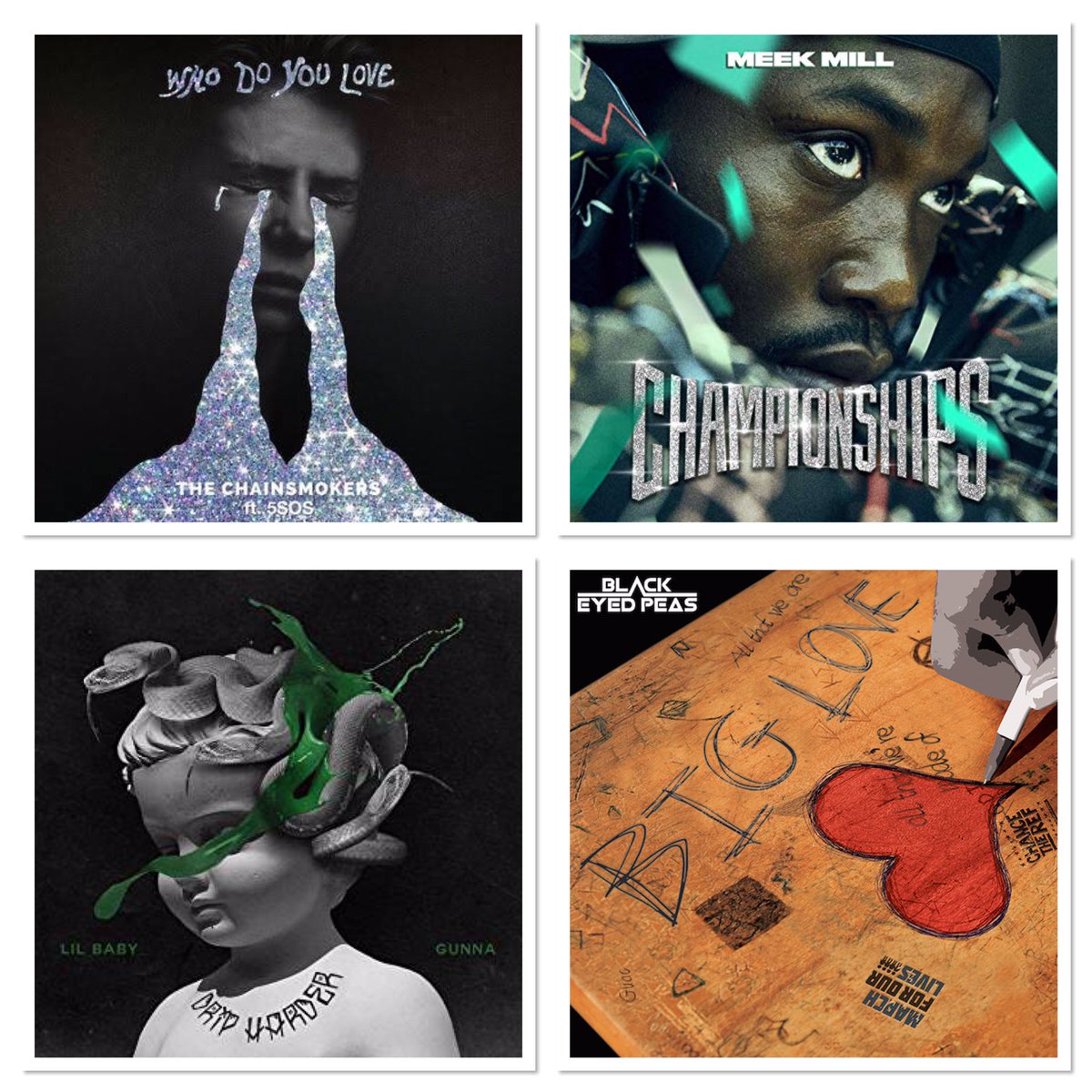 NOWThatsMusicU2's tweet photo. #NOW86 CD 2 Tracks 7-10
7. @TheChainsmokers & @5SOS Who Do You Love โค๏ธ
8. @MeekMill w/@Drake Going Bad
9. @lilbaby4PF & @1GunnaGunna Drip Too Hard
10. @bep Big Love โค๏ธ https://t.co/Nd8iwmMZQ7