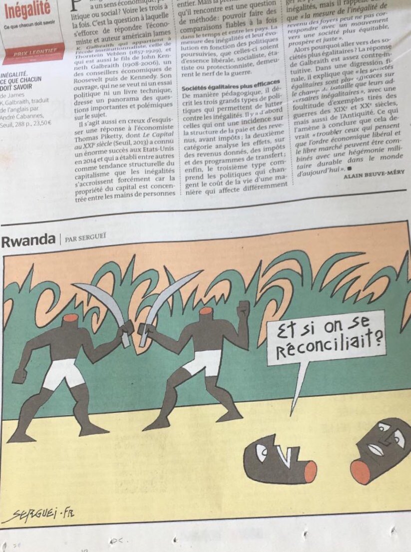 iburundi's tweet photo. #Kwibuka25: French newspaper @lemondefr mocks victims of the Tutsi genocide in #Rwanda. This is outrageous! #OYAlemonde c’est degueulasse (excuse our french!). https://t.co/v4mmosBD4o