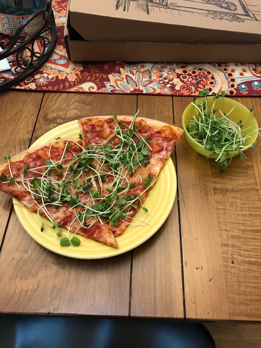 Enjoying microgreens on my pizza that we grew this week in class with <a href="/TMSCraig/">Beth Craig</a> and friends. ⁩ Thanks again! #tpsprepares