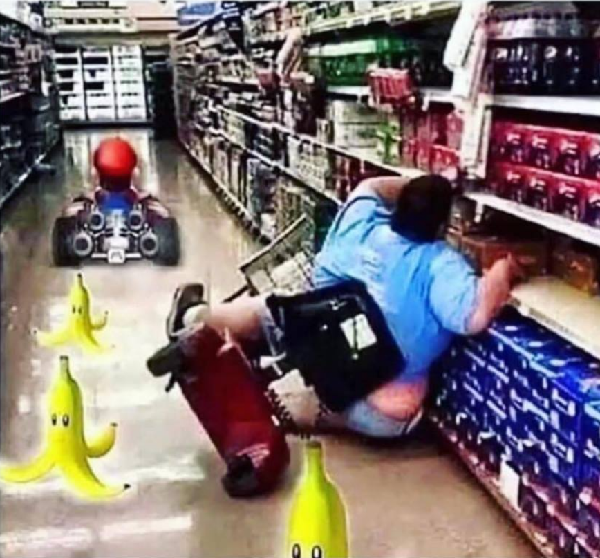 GatorsGolden's tweet photo. Damn Bananas! 😂🤣😂 #MarioKart #gamers #CleanupInAisle8 https://t.co/8Y4VVCexo5