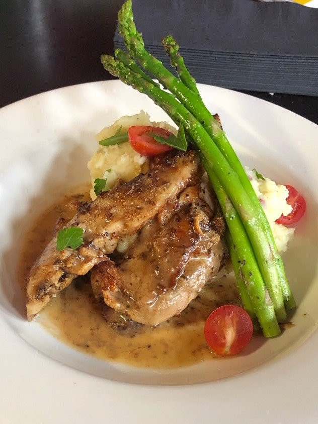 Food Special this week at The Angle: Rabbit Confit with whipped red skin potato, grilled asparagus &amp; pan sauce <a href="/oldangletavern/">Old Angle</a>