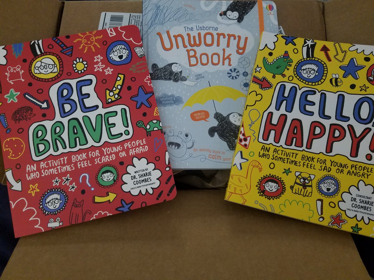 sarajo03's tweet photo. New books for my office!! Sometimes high schoolers like activities! Also... sometimes teachers need to do unworry activities! #schoolcounselor #unworry https://t.co/EZDS7P9To0