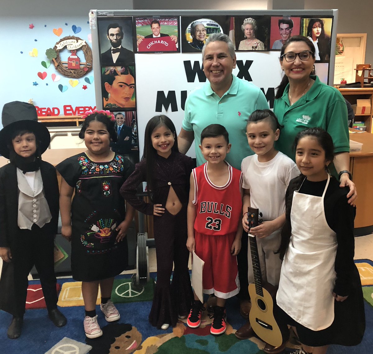 LiraSerg's tweet photo. With the great Lantrip Elementary principal, Mrs. Strickland and these amazing 2nd graders who presented in English and Spanish during Wax Museum program.#Lantrip Elementary #HISDFineArts #HISD https://t.co/FEjuQMV2wJ