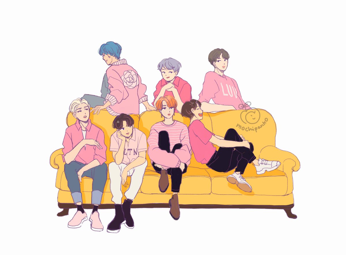 mochiipanko's tweet photo. boys with pink 🌸🌸🌸#bts #BoyWithLuv @BTS_twt https://t.co/gIsQJHqAHf