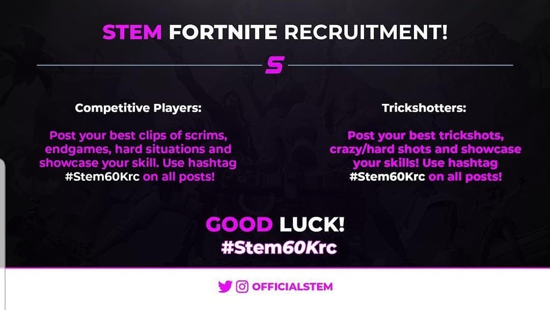 teamaquaticgg's tweet photo. To get noticed use our hashtag #stemrising or #stemrc on twitter or instagram, tag a few of our players and the @officialstem page (IG) . Make sure you post the best of your clips to increase your chances of getting signed! Good luck for the stem 60K RC! https://t.co/Kr1vmHJ5pU