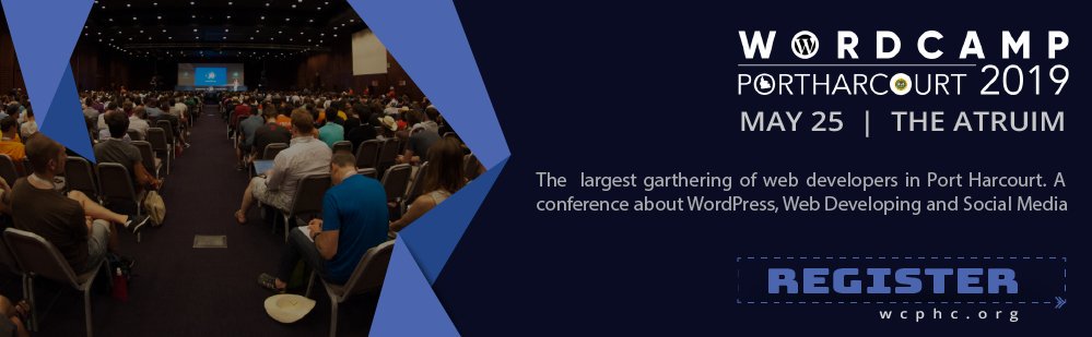 NWOKOCHASMITHC's tweet photo. Join us, May 25th 2019.The WordPress Conference Live at The Atrium Stadium Road, Port Harcourt. 
I will be attending the WordPress Conference in Port Harcourt.Go get your ticket now at 
https://t.co/cTY2wsw9wm 
#WCPHC
@WCPortHarcourt
@WPPortHarcourt 
@WordPress 
@wordpressdotcom https://t.co/711PQSOPtd