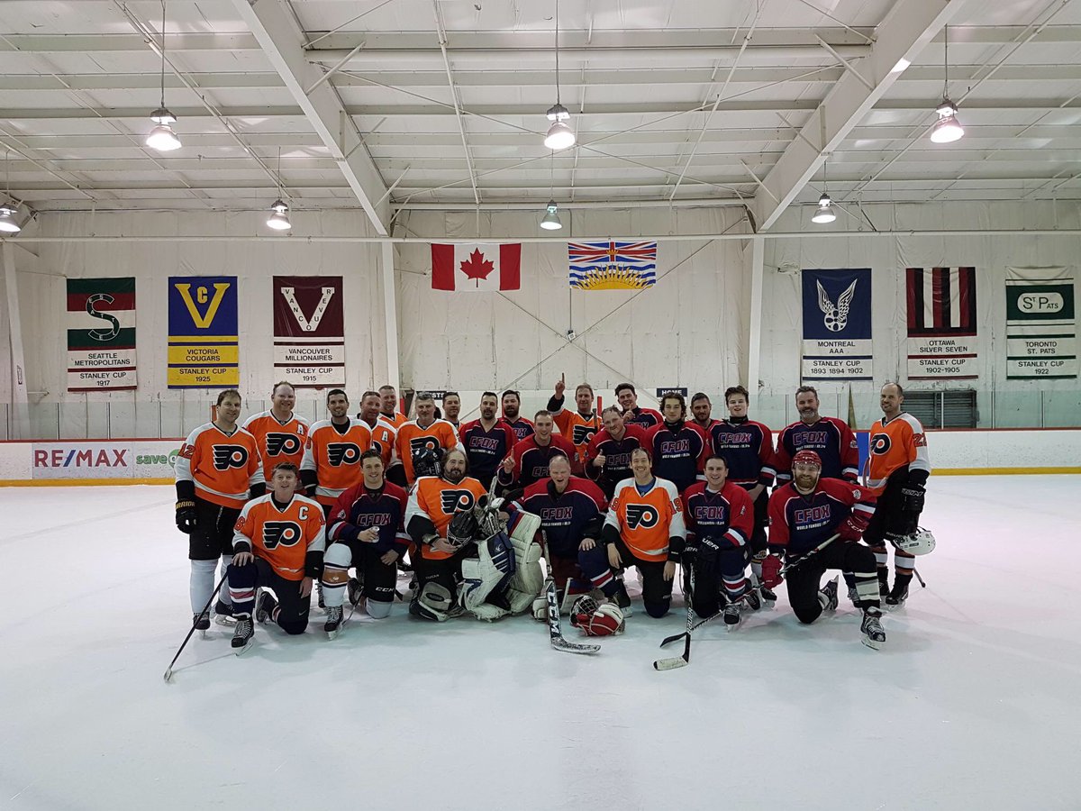 jeffoneilshow's tweet photo. As another @CFOXvan/@GranvilleBeer hockey season comes to an end (with 100% of $ raised going to the #MusicTherapyProgram @BCCHF) we say THANKS to all the teams that challenged us to a game of bad hockey for a great cause.
#ItsForTheKids
#BadHockeyGreatCause https://t.co/KLUEx6Lpoj