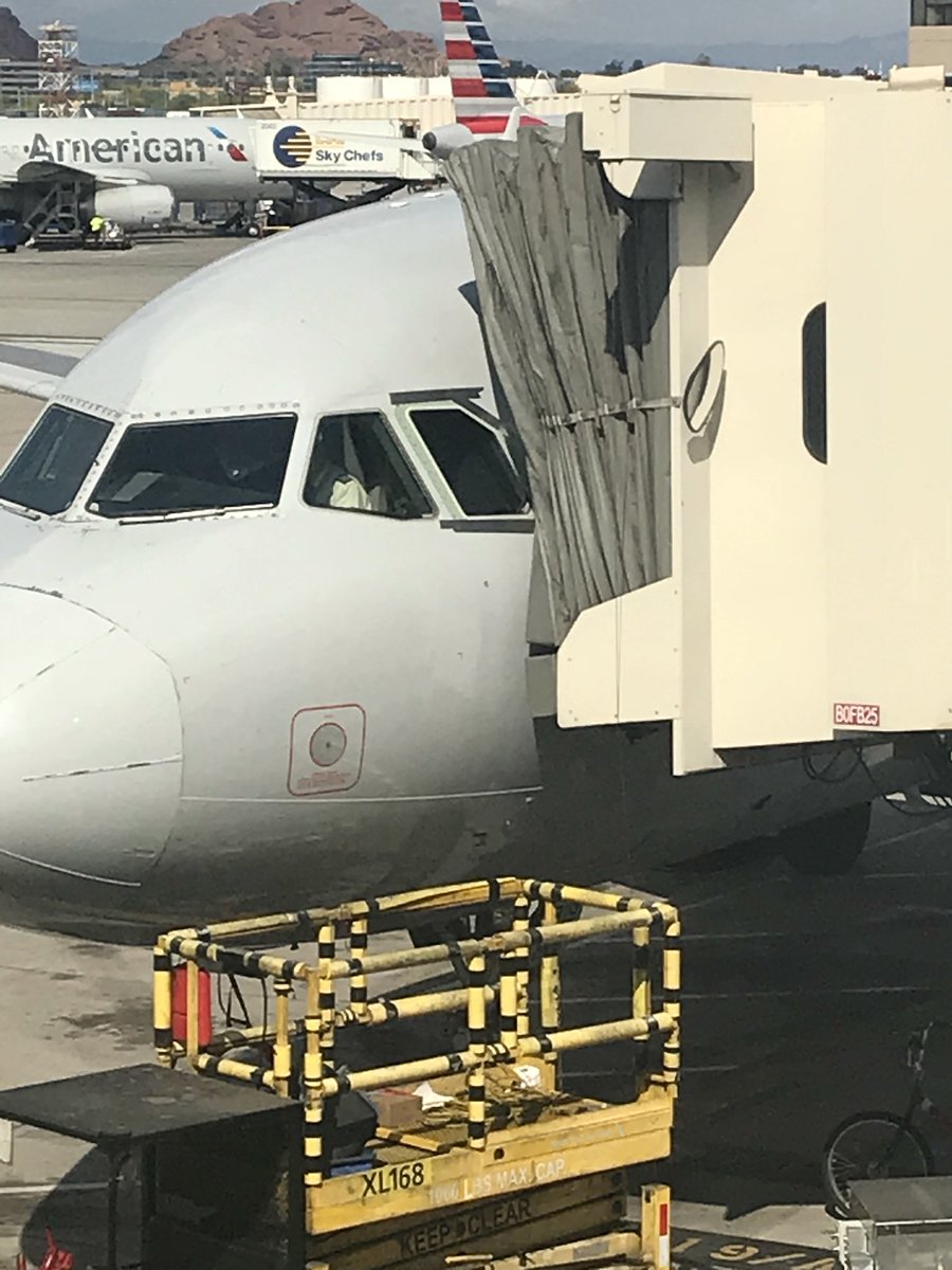 jjulius22's tweet photo. @AmericanAir @MattMartinGFT At least you didn’t get your window fixed with duct tape...feel your pain. Been delayed for 8hrs going on 9. https://t.co/gMiErMXXyM