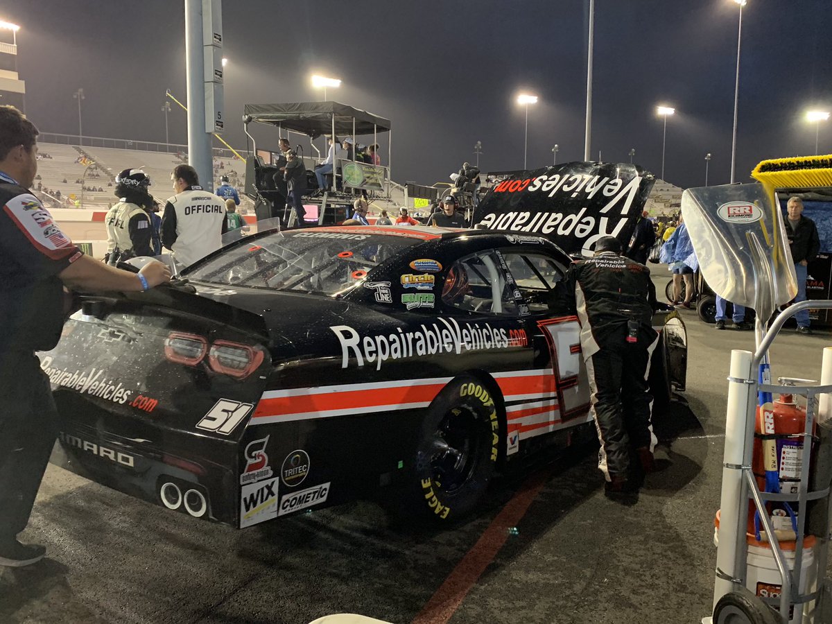 NXSinsider's tweet photo. Unfortunately our day is done at @RichmondRaceway 😢.
A week off then @JClements51 and the @Repairable1 team will be coming for you @TalladegaSuperS!
#ToyotaCare250 • #Dash4Cash
#NOCUPDRIVERS https://t.co/fNJjaS7ivM