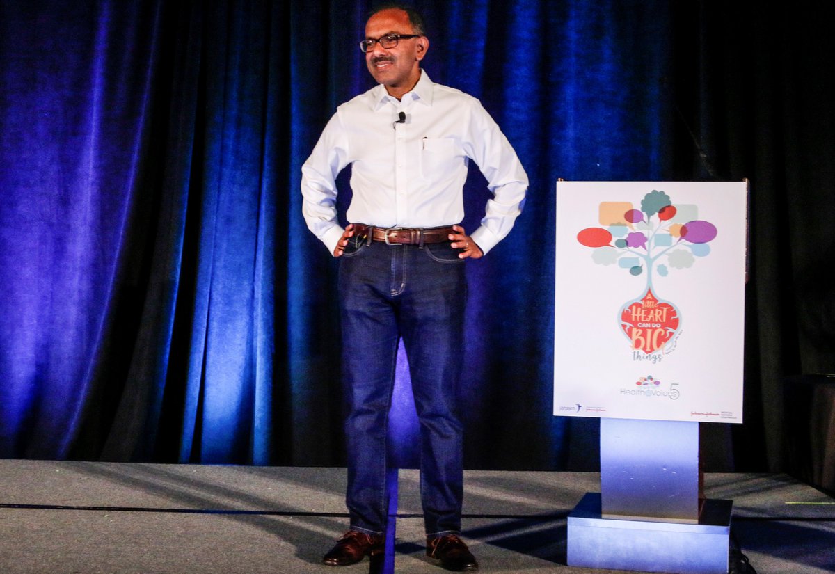 JNJMedTech's tweet photo. "Thank you for opening your heart. By sharing your own moments of vulnerability and triumph, you help others find their voice and use it as they identify, understand and advocate for better healthcare.” Dr. Jijo James, Chief Medical Officer #JNJMedicalDevices #HealtheVoices19 https://t.co/SzbUegjAB1