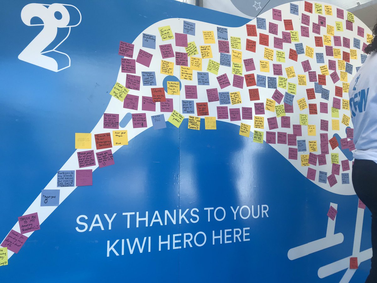 JaneLuscombe's tweet photo. Shoppers have been thanking their Kiwi heroes on a wall at Sylvia Park. Lots of really lovely shout outs to police, paramedics, nurses, teachers, firefighters and the military. My old mate @SimonAshworth8 @NewshubNZ came along to film #kiwihero @2degreesmobile https://t.co/8EYdGoW2WA