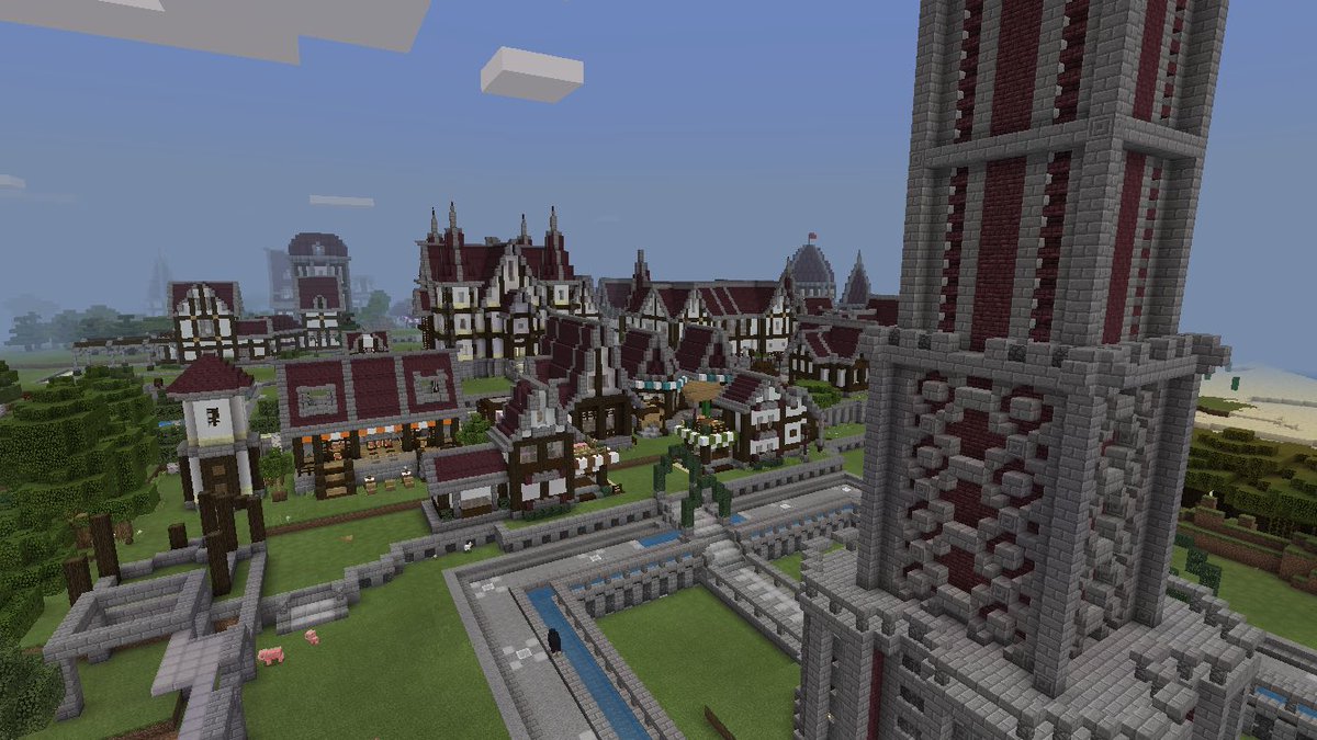 くぽりぽクラフト マイクラで塔を建てよう 洋風の街エリアに時計台を作りました Minecraft マイクラ街づくり マイクラバニラ建築 マインクラフト塔