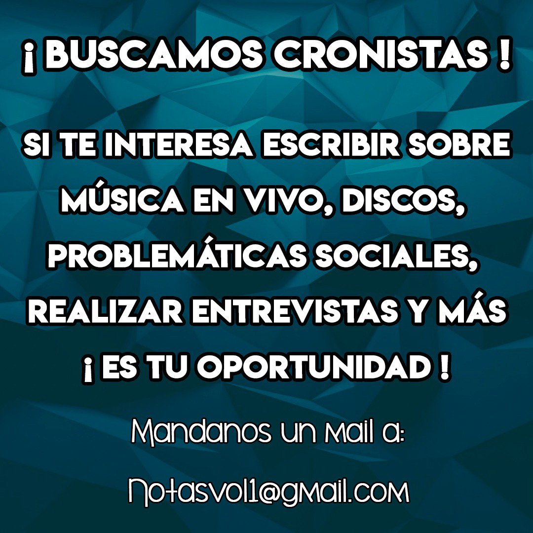 ATENCIÓN! ⚠️
Como tenemos web nueva, también queremos ampliar nuestro staff. Buscamos cronistas que quieran formar parte de Volumen 1 y mostrarle al mundo su manera de ver la realidad. Mandanos un mail a notasvol1@gmail.com y contactate con nosotros/as!
Se agradece difusión 📢