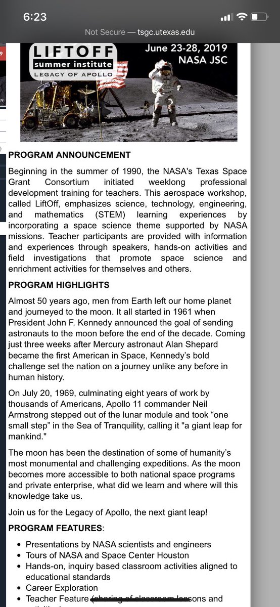 MrEstrada_HHS's tweet photo. I try to push my students to take chances and opportunities. They now have inspired me to go out and pursue one of my own. I am excited to spend a week at Johnson Space Center with other educators, scientists, and NASA personnel. Thank you @TexasSpaceGrant #Strive #Drive #STEM https://t.co/kJC8uo2DTv