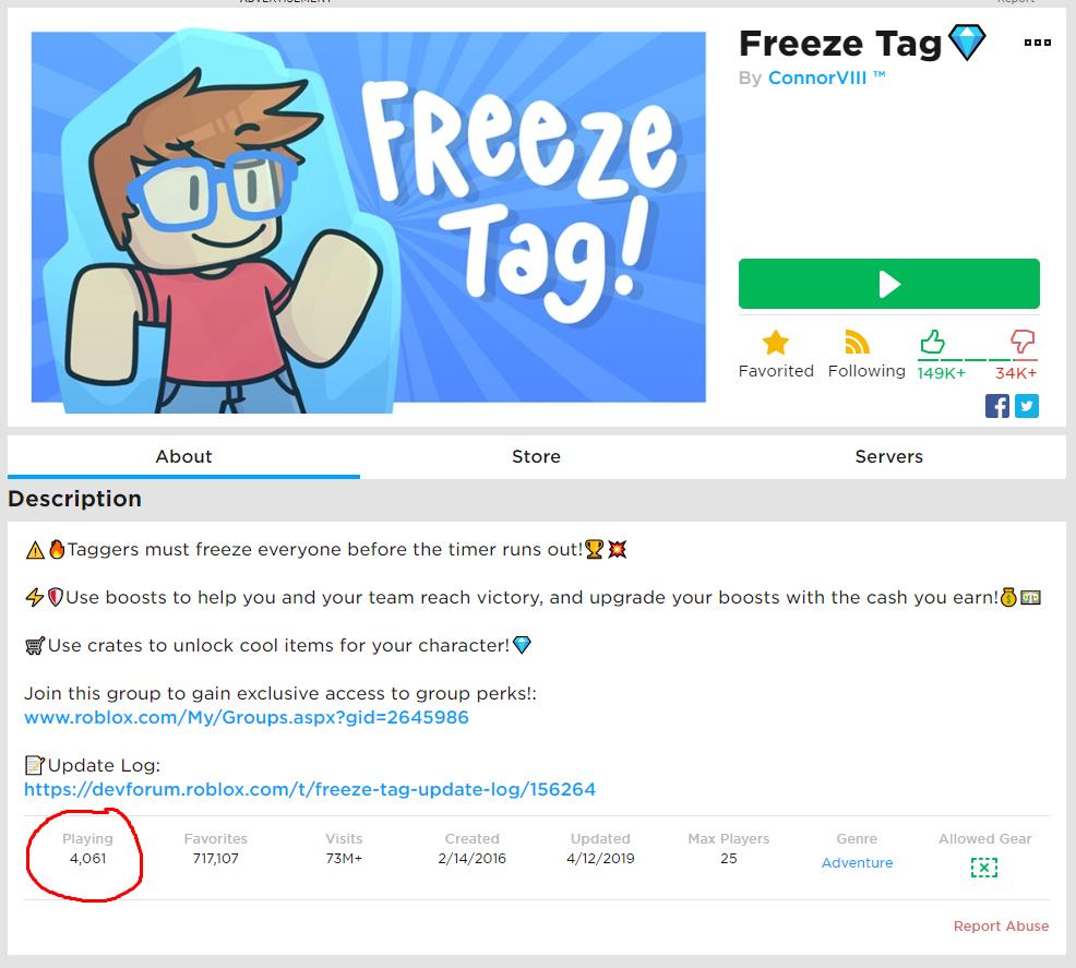 Connorviii On Twitter Nice To See New Players Checking Out Freeze Tag I Haven T Seen Freeze Tag This Popular For A While - freeze tag new working codes robloxyt