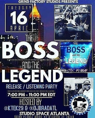 grindfactoryatl's tweet photo. 🚨🚨🚨 It's goin down 4.16.19, "The Boss & The Legend" EP from @KTEK29 & @DJBRADATL ➡️ ➡️ Free RSVP on Eventbrite (https://t.co/3Q3vxWMyGG) & pull up for light food, desert, & drinks on deck!!! 🚗💨🎧🎵🔥#KTEK #DJBrad #BossNLegend #TBTL #GrindFactoryATL https://t.co/xDdyG1lRyC https://t.co/0o43iAbq2o