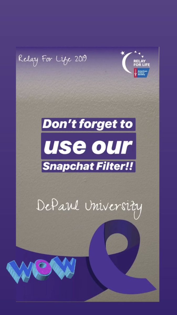DepaulRelay's tweet photo. Check out our #Snapchat filter! 💜 https://t.co/A5IRz3Wnj7