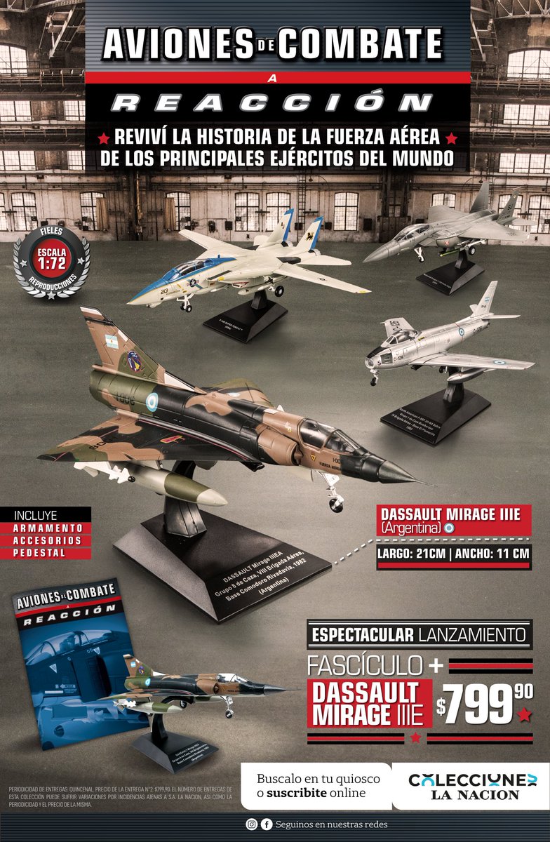 Hacé RT de este post y ganá una maqueta del Dassault Mirage IIIEA. La aeronave forma parte de la primera entrega de la colección #AvionesdeCombateLN 
Gracias por compartir nuestra #PasiónPorLaAviación
Seguinos en los sorteos de IG y FB. Bases y condiciones (ver en FB)