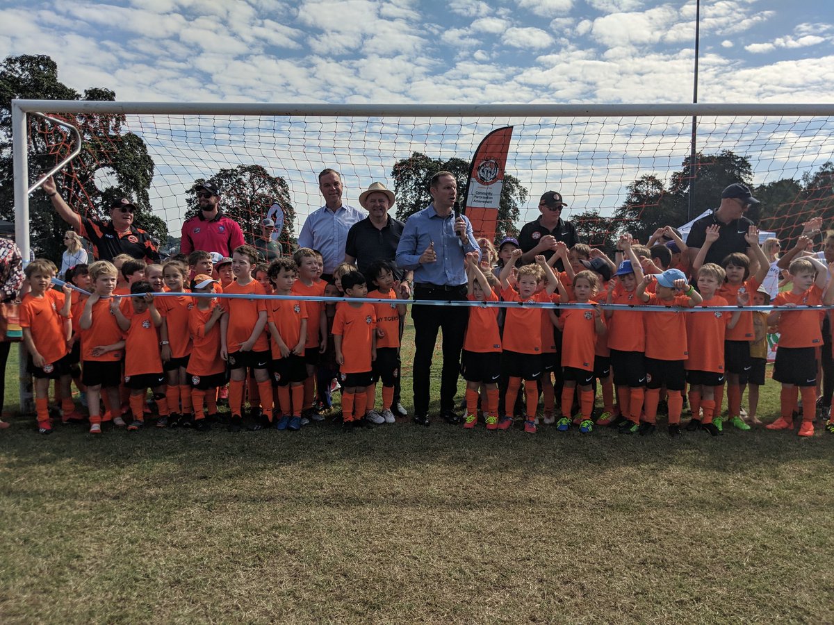 AlboMP's tweet photo. Pleased to open the new and improved sporting grounds at Waterfront Drive in Callan Park with @MayorDarcy and the Tiny Tigers! ⚽🐯 https://t.co/OVngFCLROF