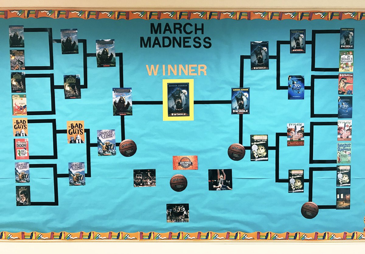 UESLibrary's tweet image. After such a close race, congratulations to our #MarchBookMadness winners: A Night Divided by @nielsenwriter and Swindle by @gordonkorman! 🏀📚