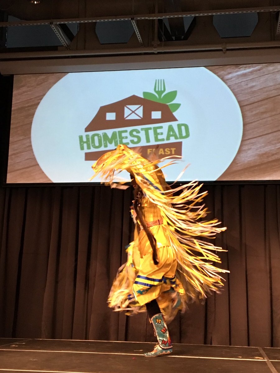 NathanCooperAB's tweet photo. A spectacular performance by Astokomio Smith, 2019 #calgarystampede First Nations Princess at the #oldsCollege. #homesteadfeast @OldsCollege #ableg #abag https://t.co/JPF804oIUP