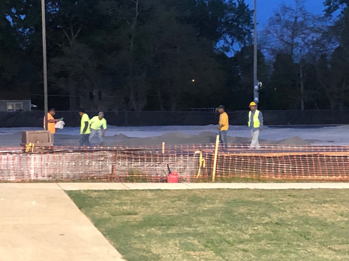 MarcusManning2's tweet photo. Friday Night. These gentlemen are still working hard on @GoCentenary Mayo Field. #HardHatsOff to you guys. #Respect 👊🏾 https://t.co/VQHw39kAYq