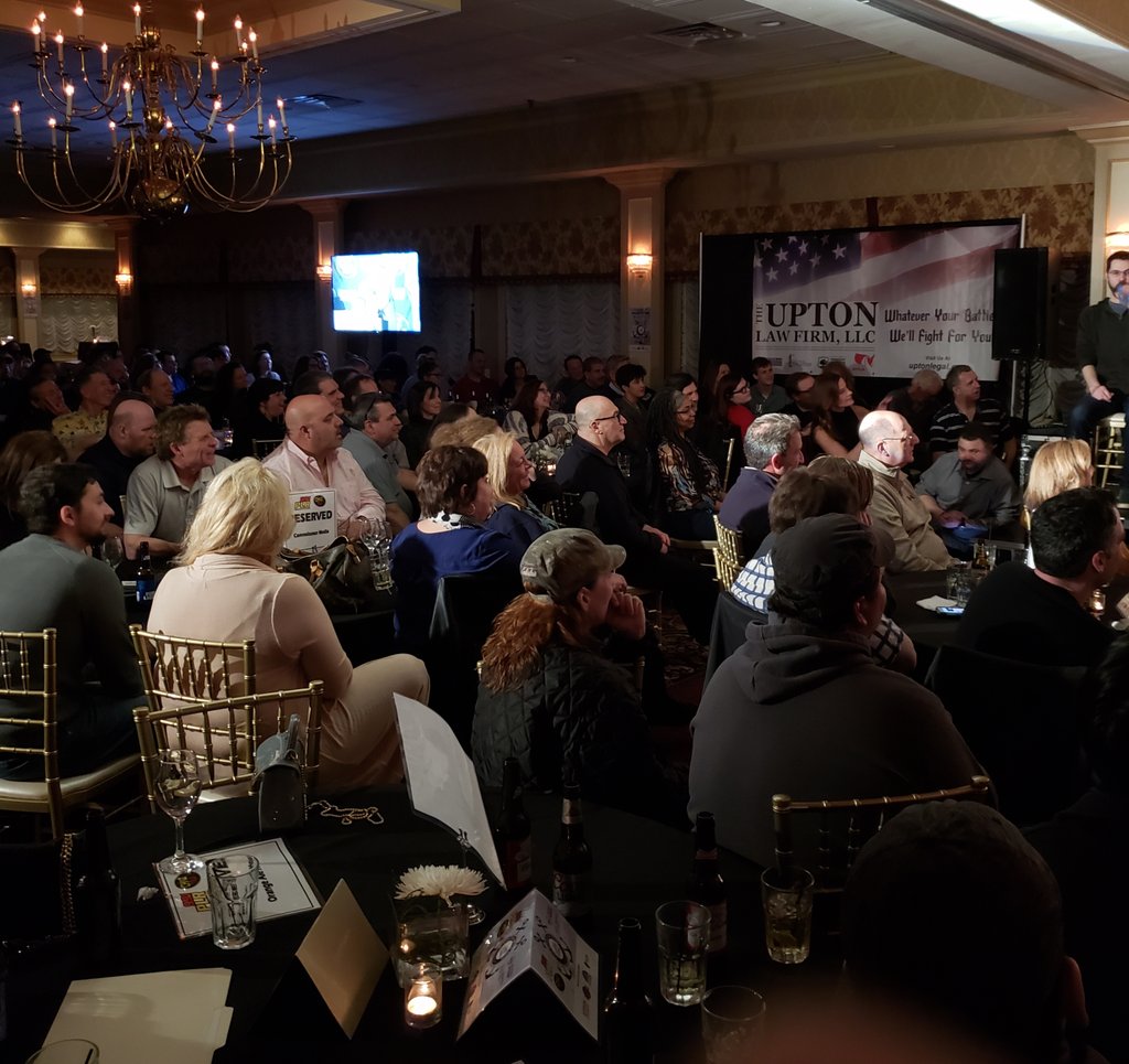 AJ <a href="/fairlaneaj/">AJ</a> and <a href="/christineoleary/">christineoleary</a> killing it at the sold out <a href="/ChazandAJ/">Chaz</a> <a href="/Napoli_MotorsCT/">Napoli Motors</a> #RoastofPam